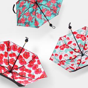 Portable Mini Black Rubber Sunscreen Five fold Umbrella