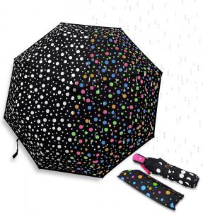 Magic Colour Changing Umbrella With Dots Pattern Automatic Open Close Button Portable Light Weight