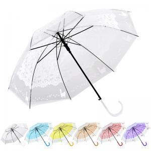 23 inch Customized Print Straight Transparent POE Umbrella With Hook Handle