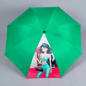 Factory Direct Plastic Handle Metal Shaft Fashion Fold Logo Umbrella With Uv